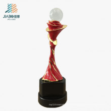 High Quality 22cm Zinc Alloy Custom Crystal Ball Metal Trophy in Souvenir